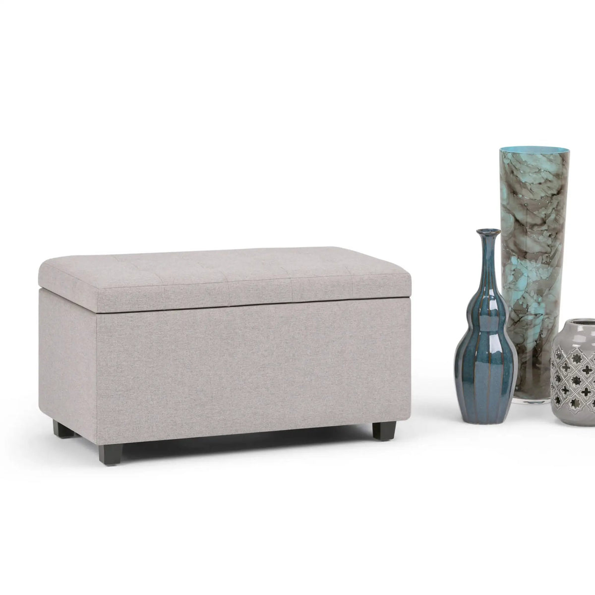 Cosmopolitan Upholstered Storage Ottoman | Child Safety Hinge | Large Interior Storage | 33.5 Inch Length