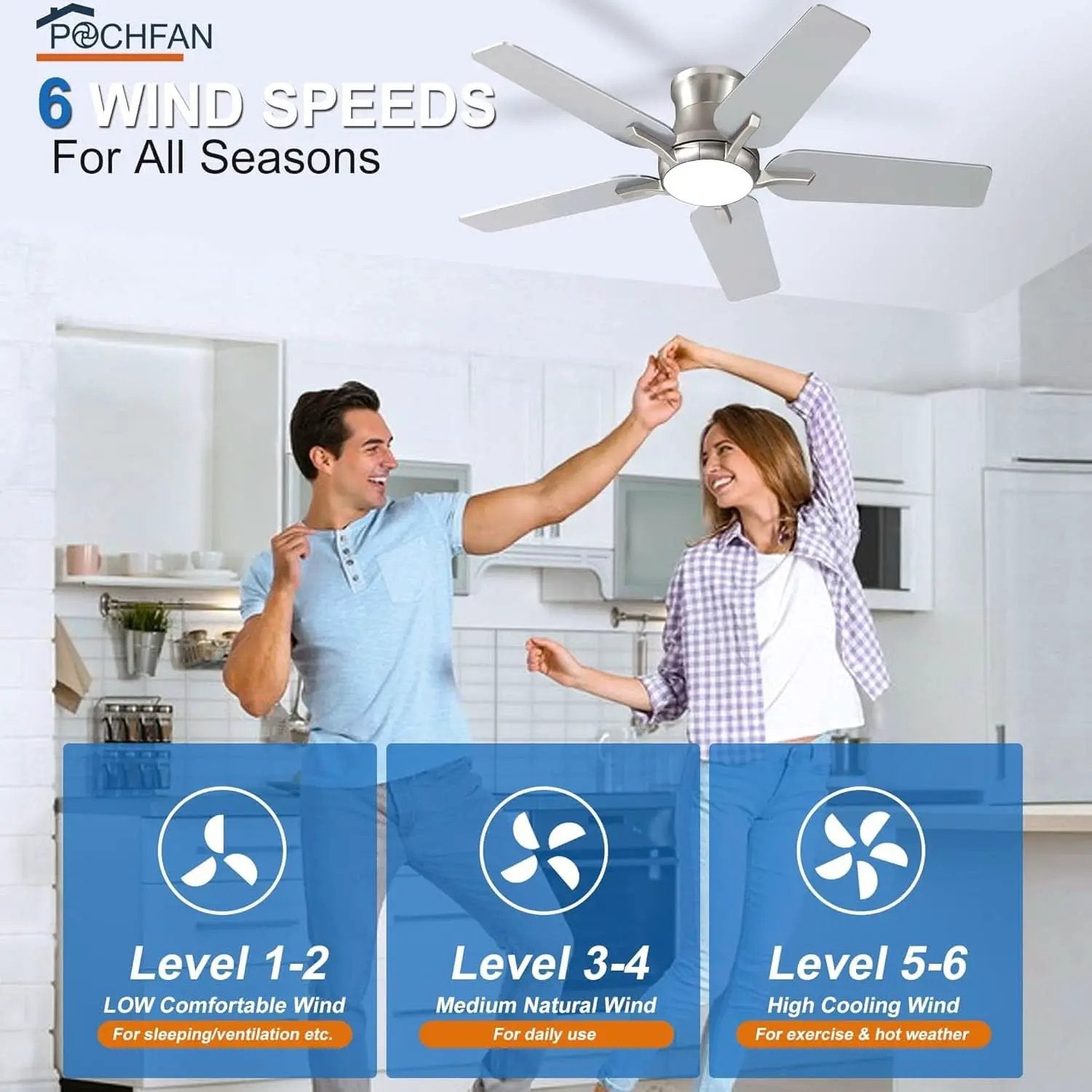 42 Inch Brushed Nickel Ceiling Fan With Remote Control And Lights from PriceLows™