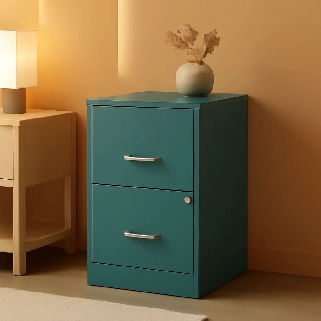 Teal 2-Drawer File Cabinet With Smooth-Glide Drawers, 14.2 Inch Width, 18 Inch Depth, 24.5 Inch Height, Steel from PriceLows™