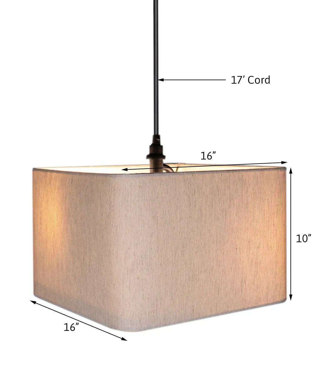 Swag Pendant Light | 2 Light 16 Inch | Oatmeal Drum Shade | Black Cord