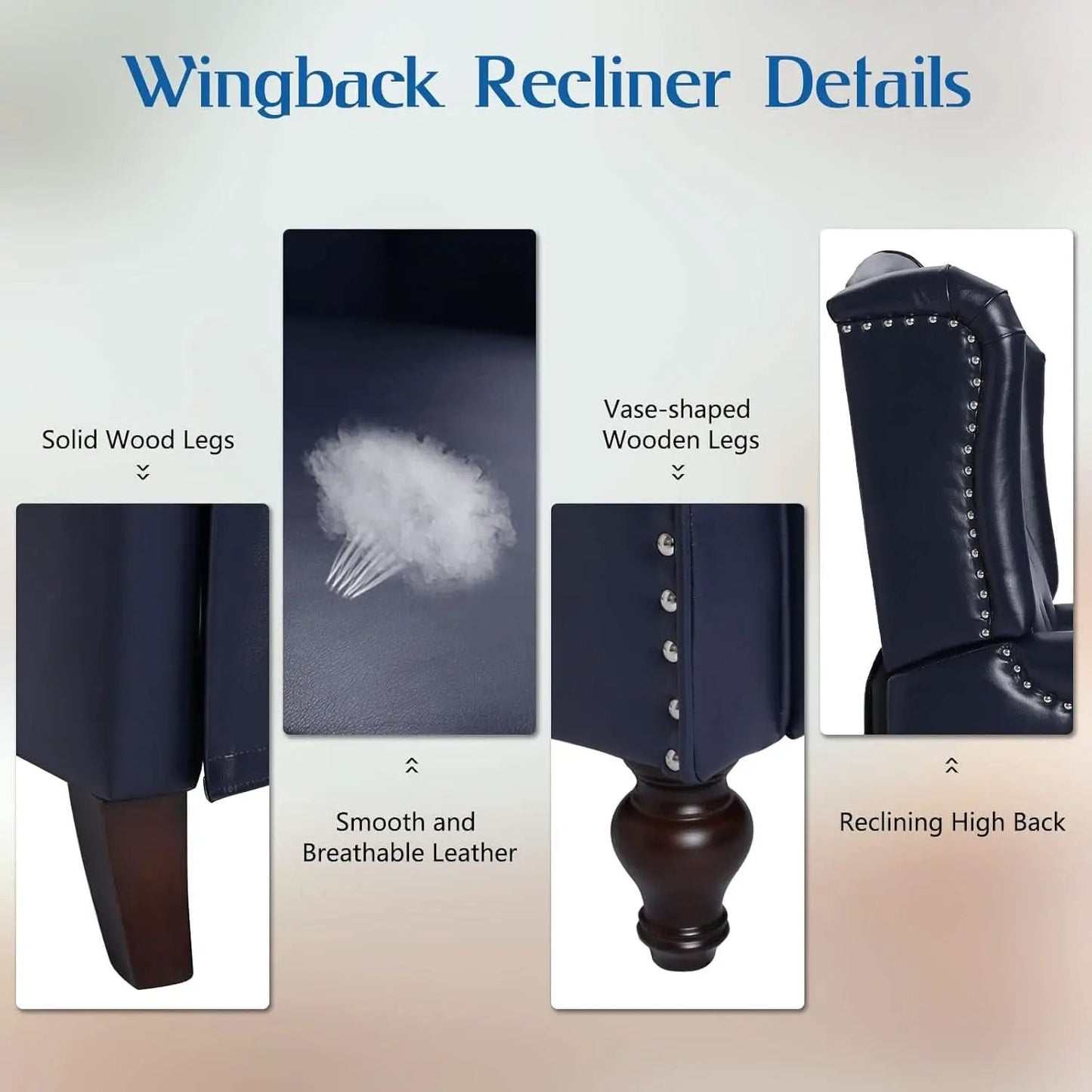 Wingback Recliner Chair Massage And Heat Tufted PU Leather from PriceLows™