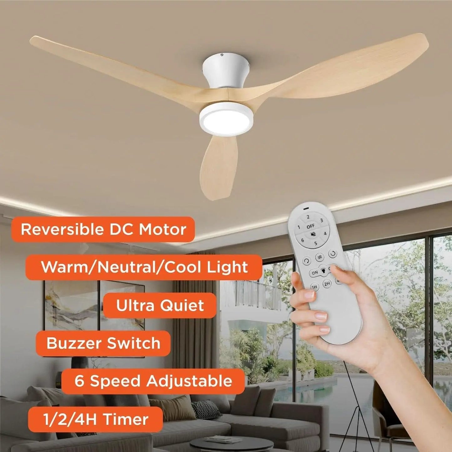52 Inch Ceiling Fan With Light And Remote Low Profile from PriceLows™
