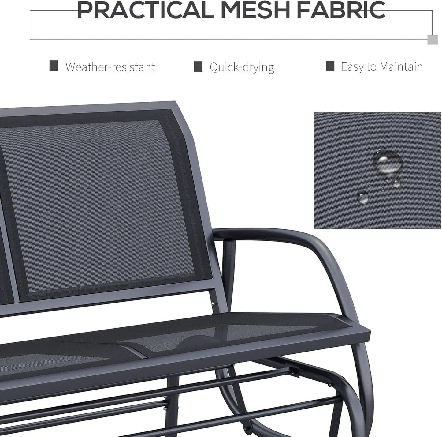 Two Person Outdoor Glider Bench with Steel Frame from PriceLows™