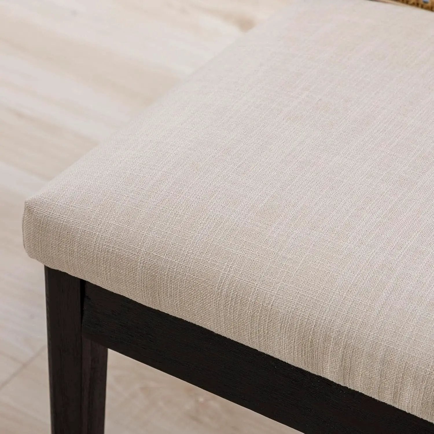 Rattan Dining Chairs Set Of Six Two Tone Black Cream Finish from PriceLows™