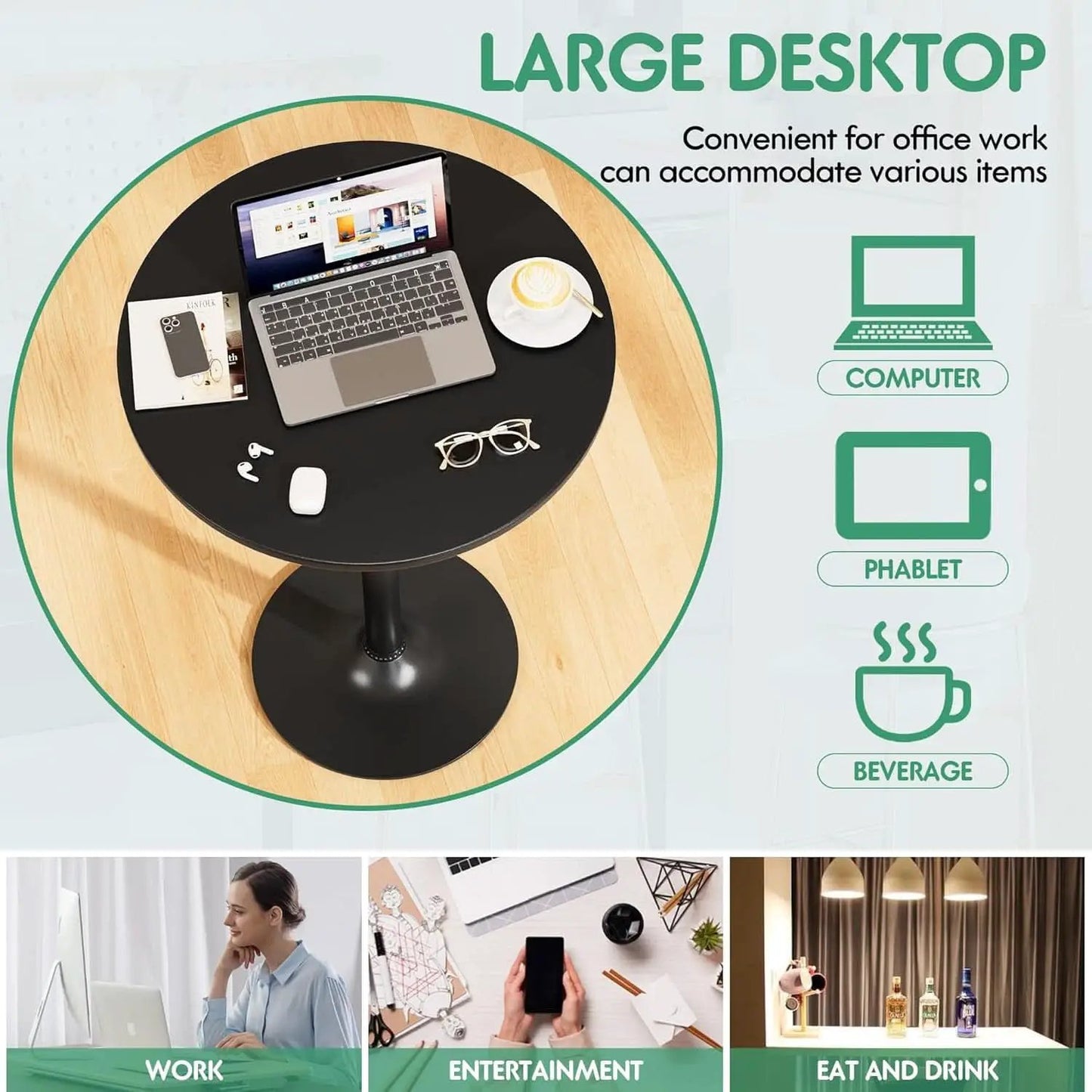 Black Circular Bar Table Water proof Coated Metal Base from PriceLows™