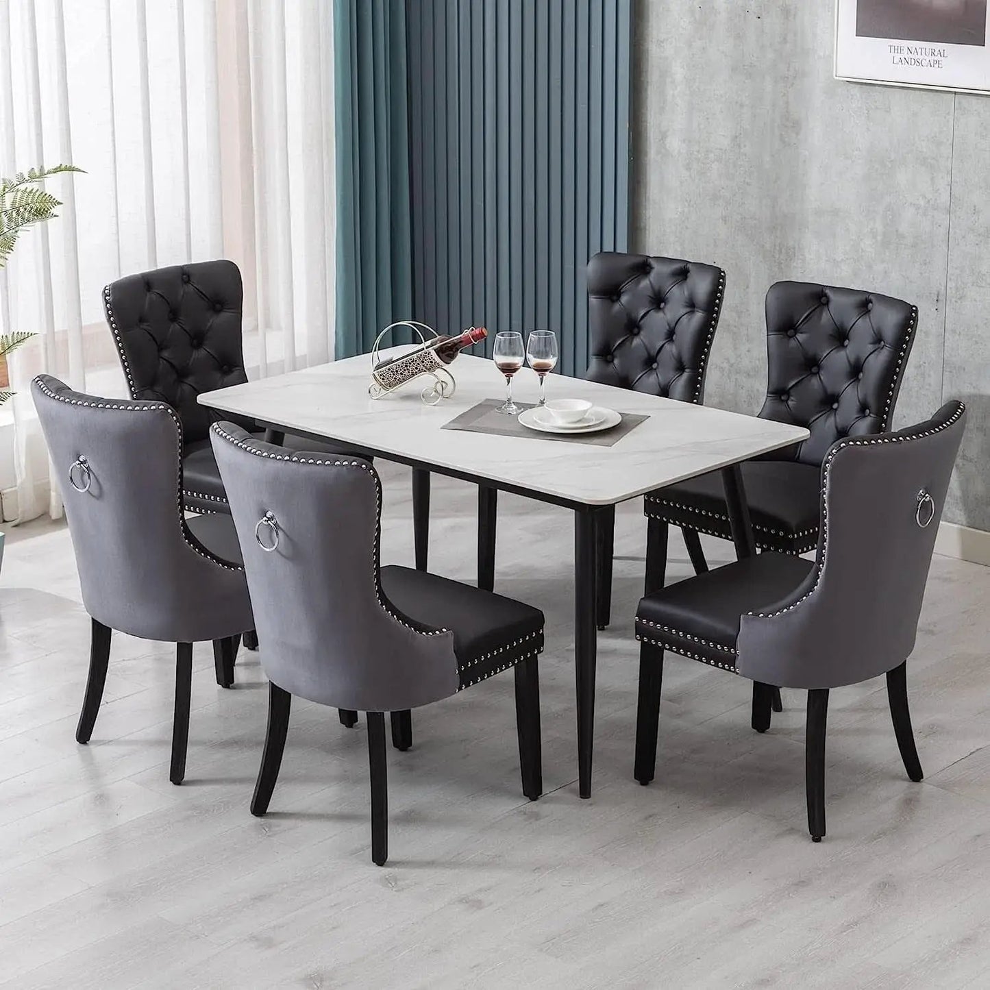 Tufted Velvet Dining Chairs Set of 4 With Acrylic Legs from PriceLows™