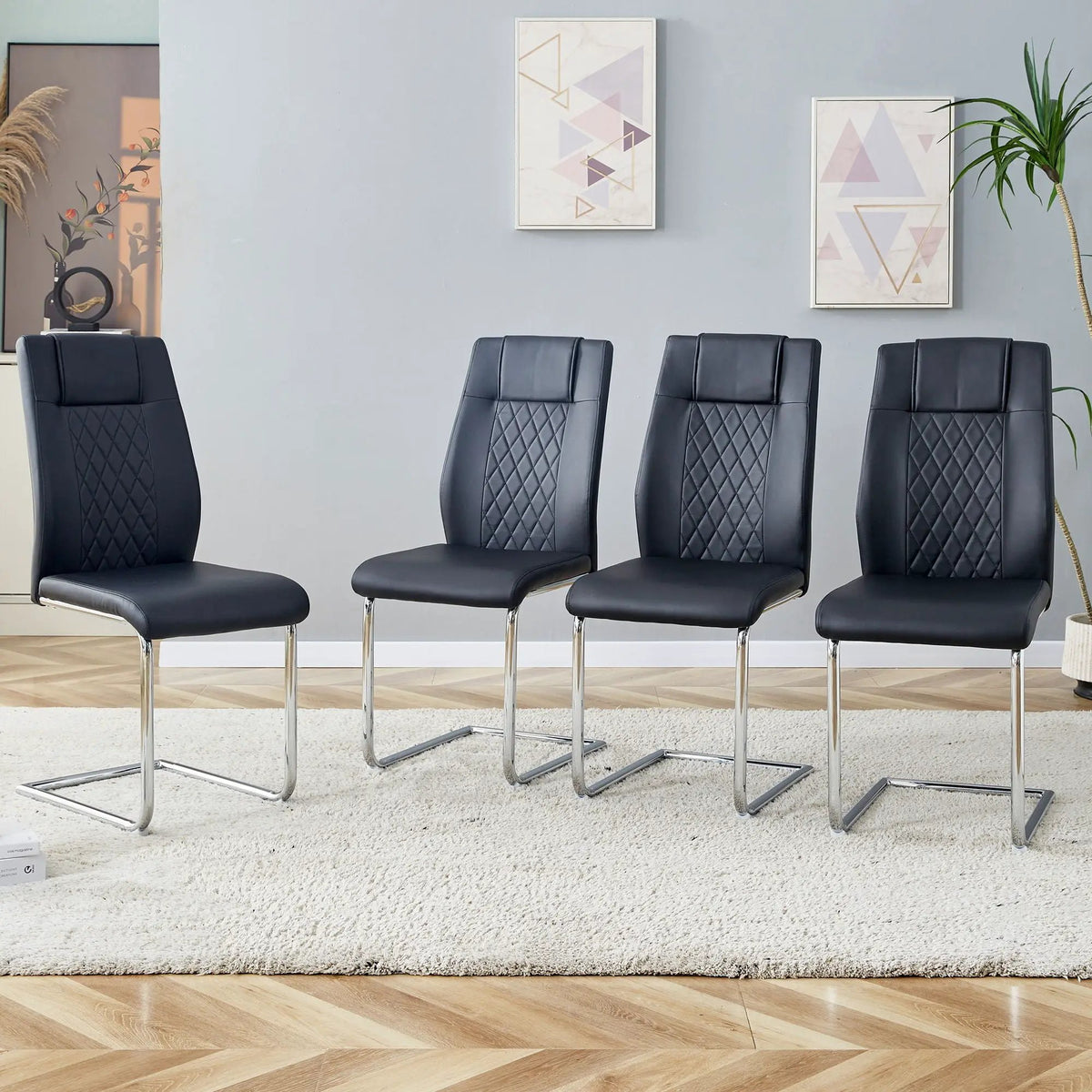 Modern Dining Chairs | Padded Seat | Metal Legs | Anti-Slip Footpads