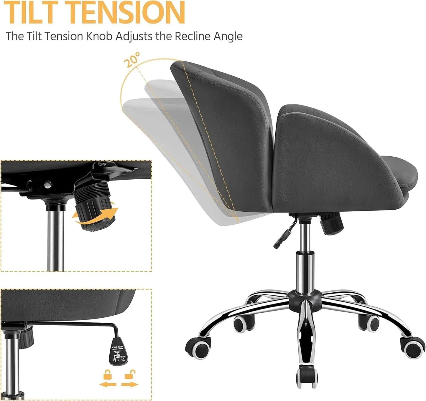 Dark Gray Desk Chair With Armrests For Home Office from PriceLows™
