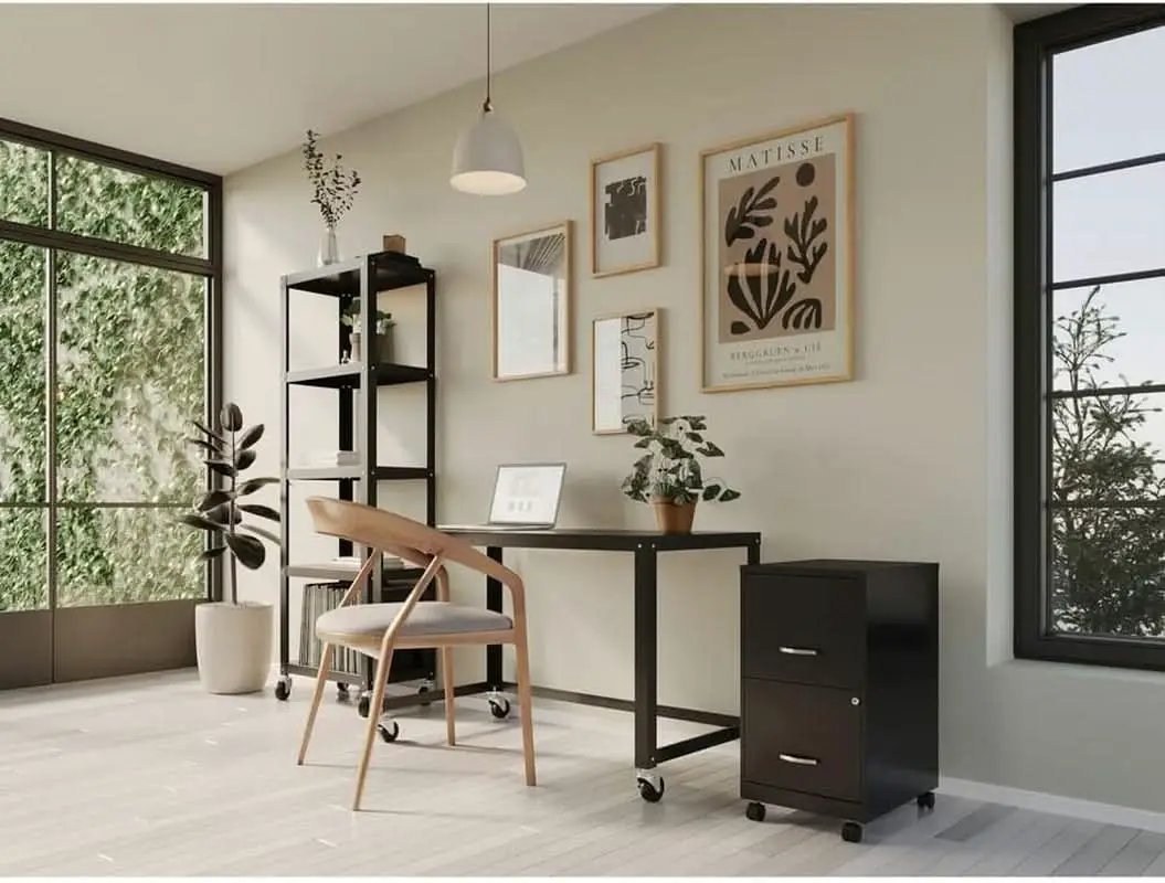 Two-Drawer Mobile File Cabinet Black With Locking Drawers 14.2 X 18 X 26.5 Inches Steel from PriceLows™