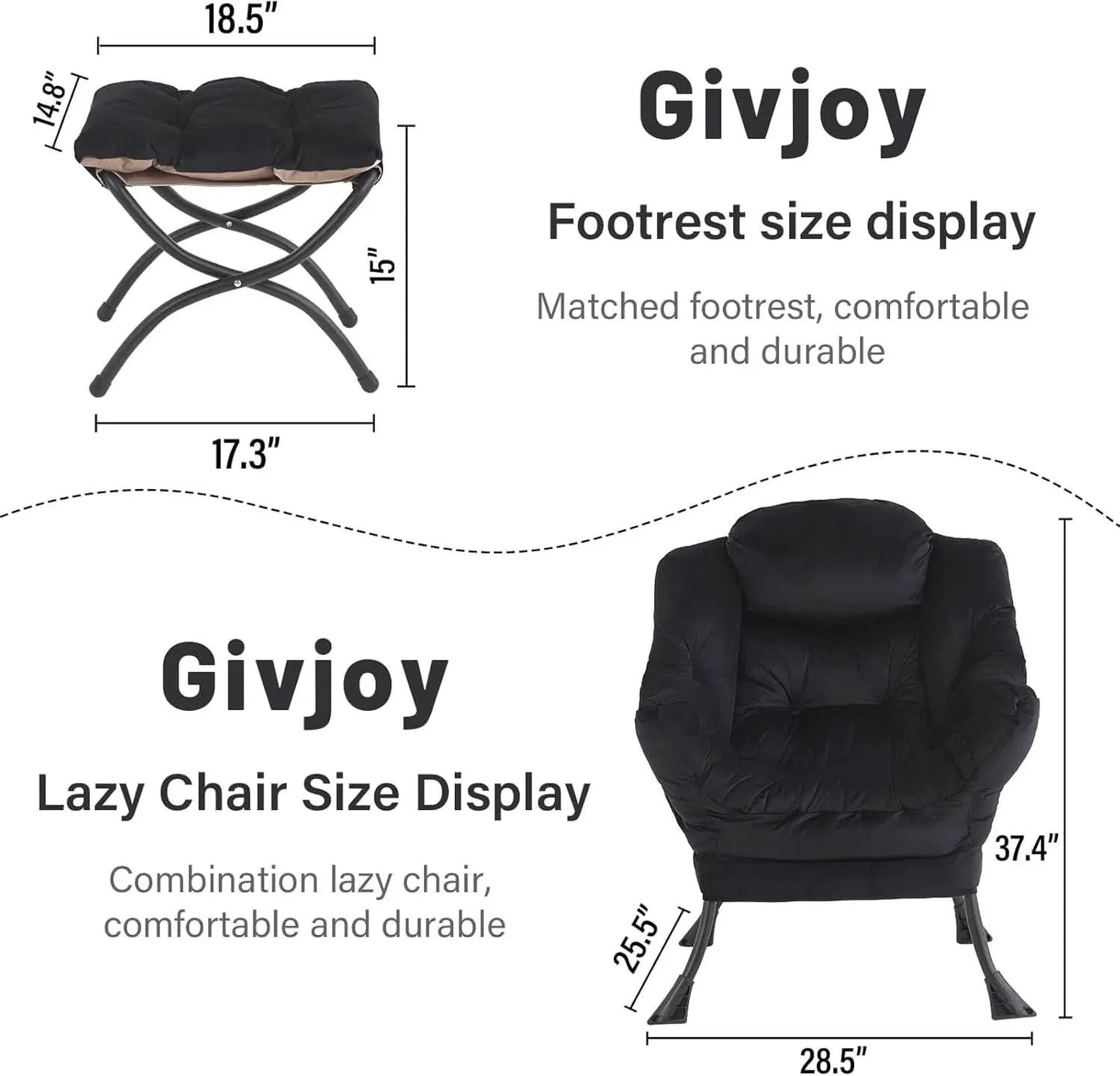 Large Upholstered Lounge Chair With Ottoman And Armrests from PriceLows™