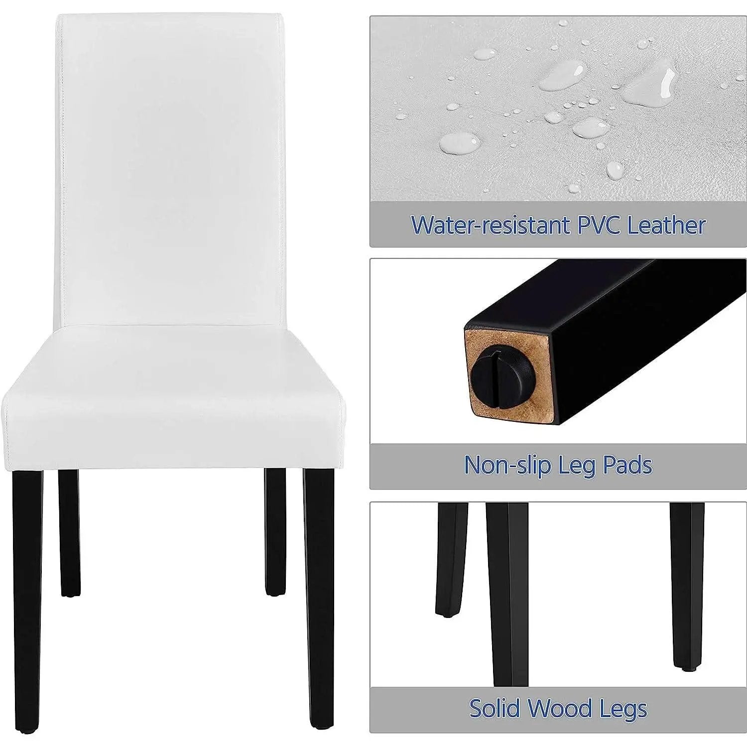 Set Of 4 Modern Parson Chairs With Faux Leather White from PriceLows™
