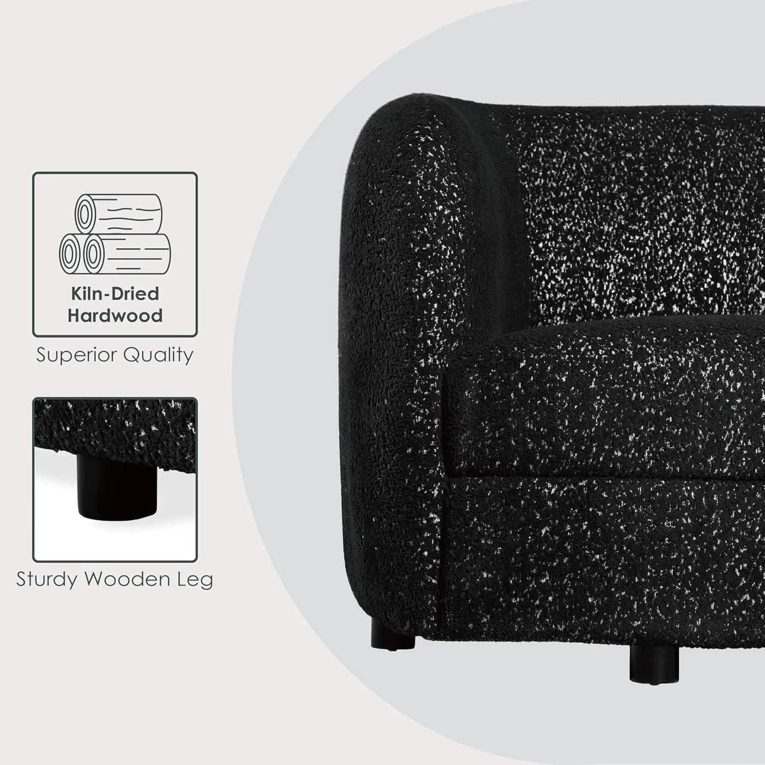 Nimiane Modern Boucle Sofa Set Black With Curved Arms from PriceLows™
