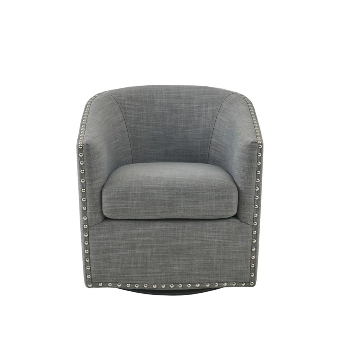 Swivel Chair With 360 Degree Rotation | Silver Nailhead Accents | Metal Base | High-Density Foam Cushion