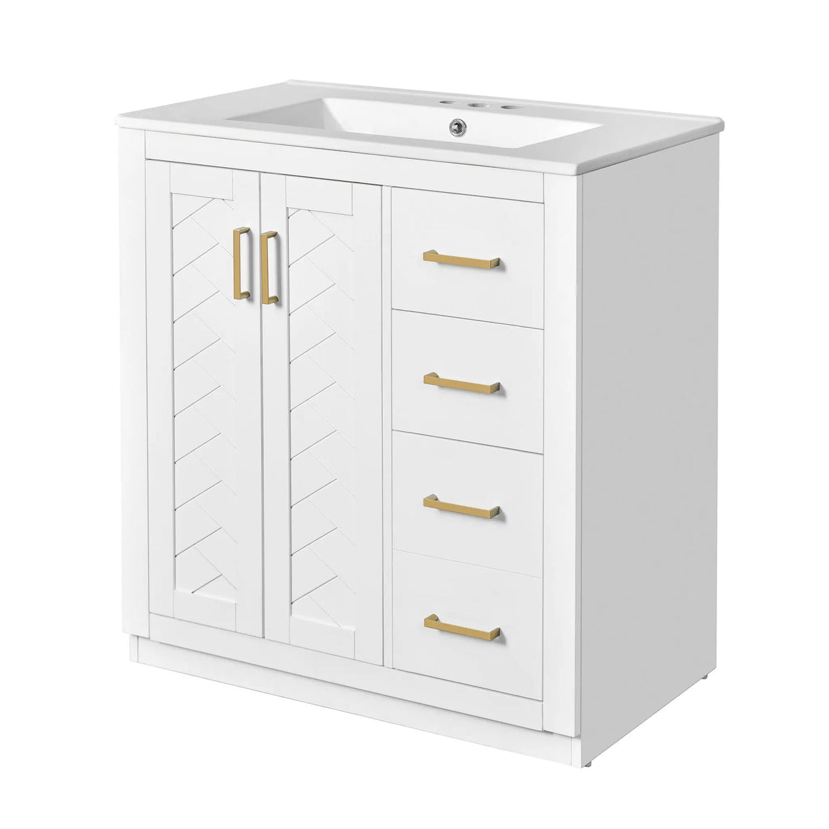30 Inch Bathroom Vanity | Freestanding Set | 3 Drawers | Solid Wood Frame