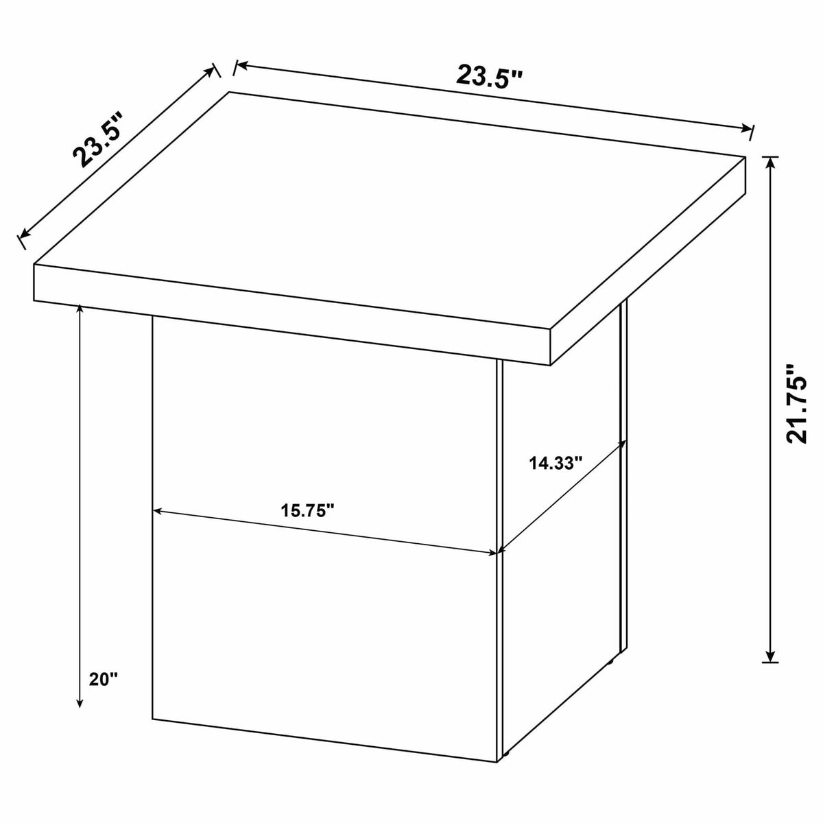 Devar Square Engineered Wood End Table Mango | 23.5 x 23.5 x 21.75 in | Engineered Wood | Brown