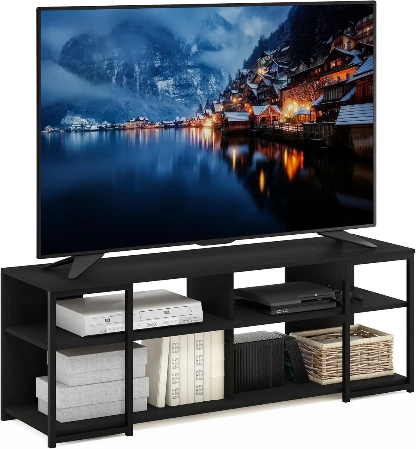 Entertainment Center TV Stand 65 Inch With Metal Frame Americano Black