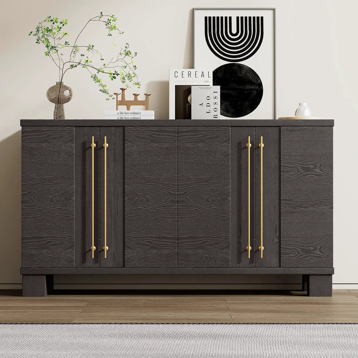 Sideboard | 3 Adjustable Shelves | Wood Grain Finish