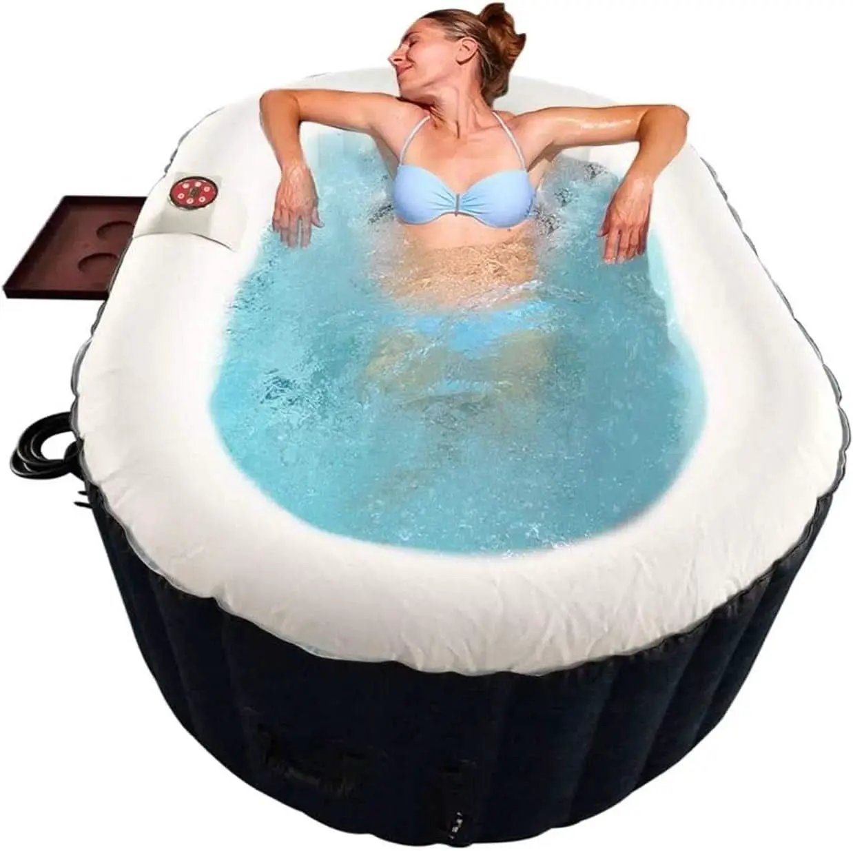 Black And White Inflatable Hot Tub 145 Gallon Jetted from PriceLows™