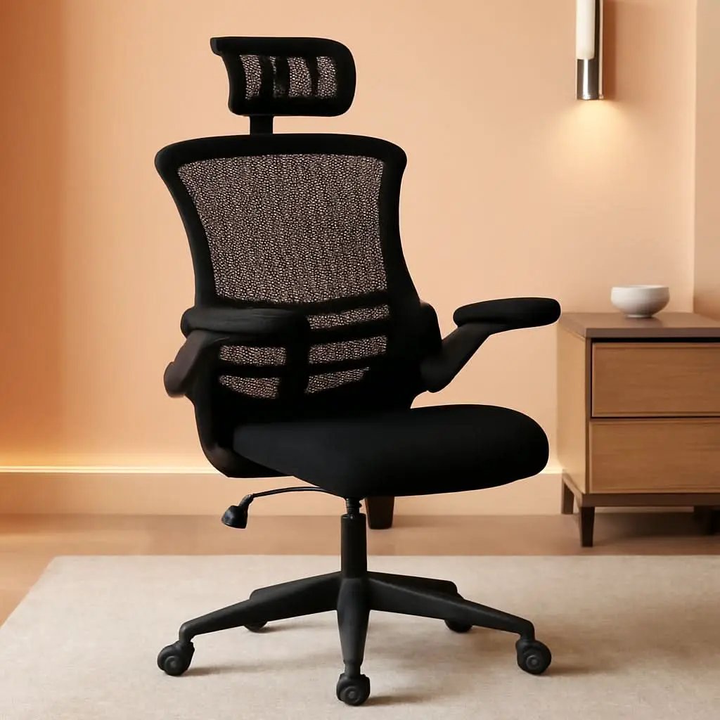 High Back Swivel Office Chair With Lumbar Support Black from PriceLows™