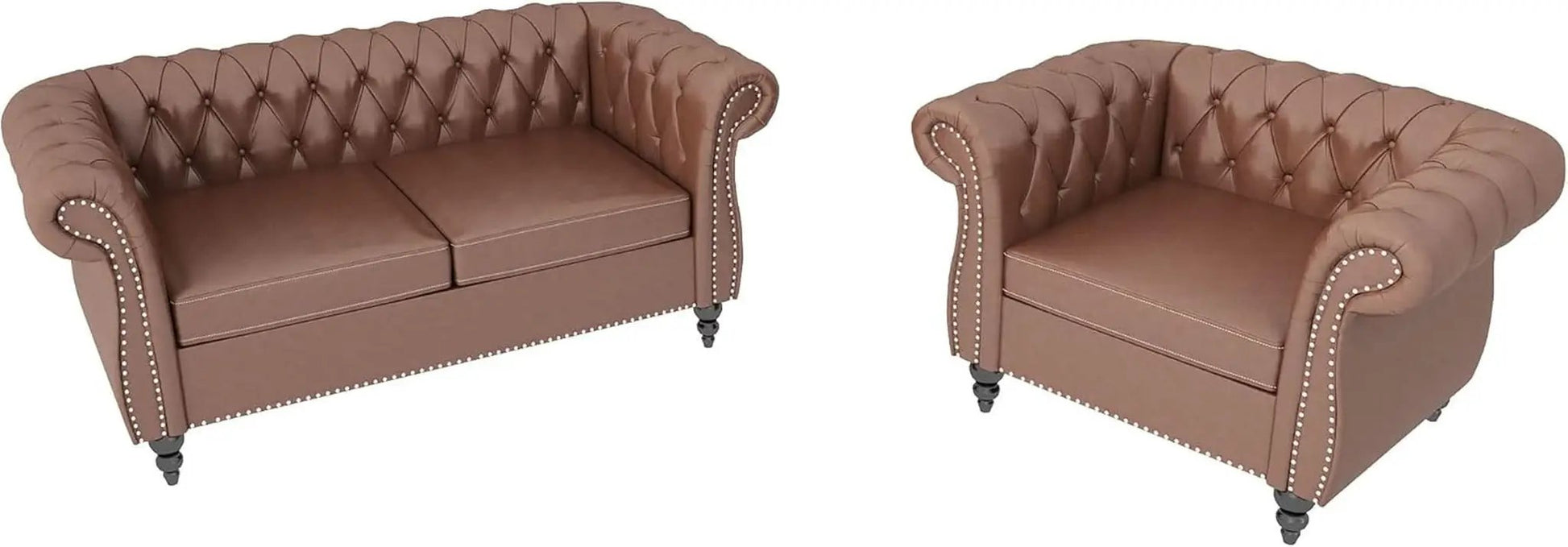 PU Brown Leather Modular Sectional Sofa Tufted Cushions from PriceLows™