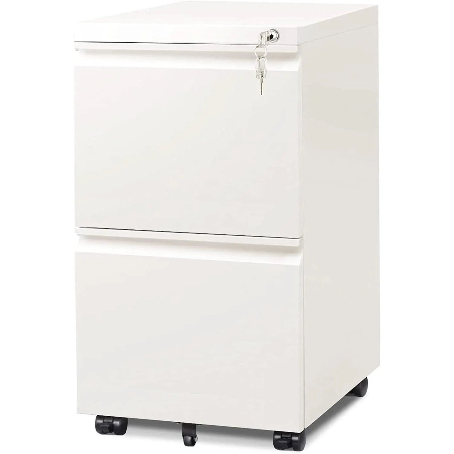 White Metal Mobile Filing Cabinet With Lock And Drawers from PriceLows™