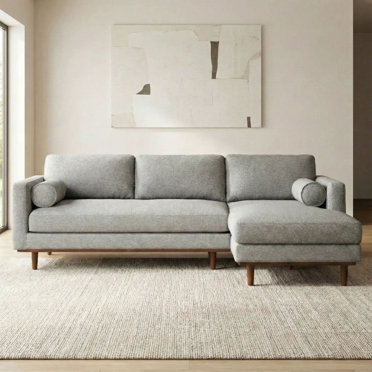 Morrison Upholstered Sectional Sofa | Genuine Aniline Leather | Chaise Cushions | 102.2 Inch Length