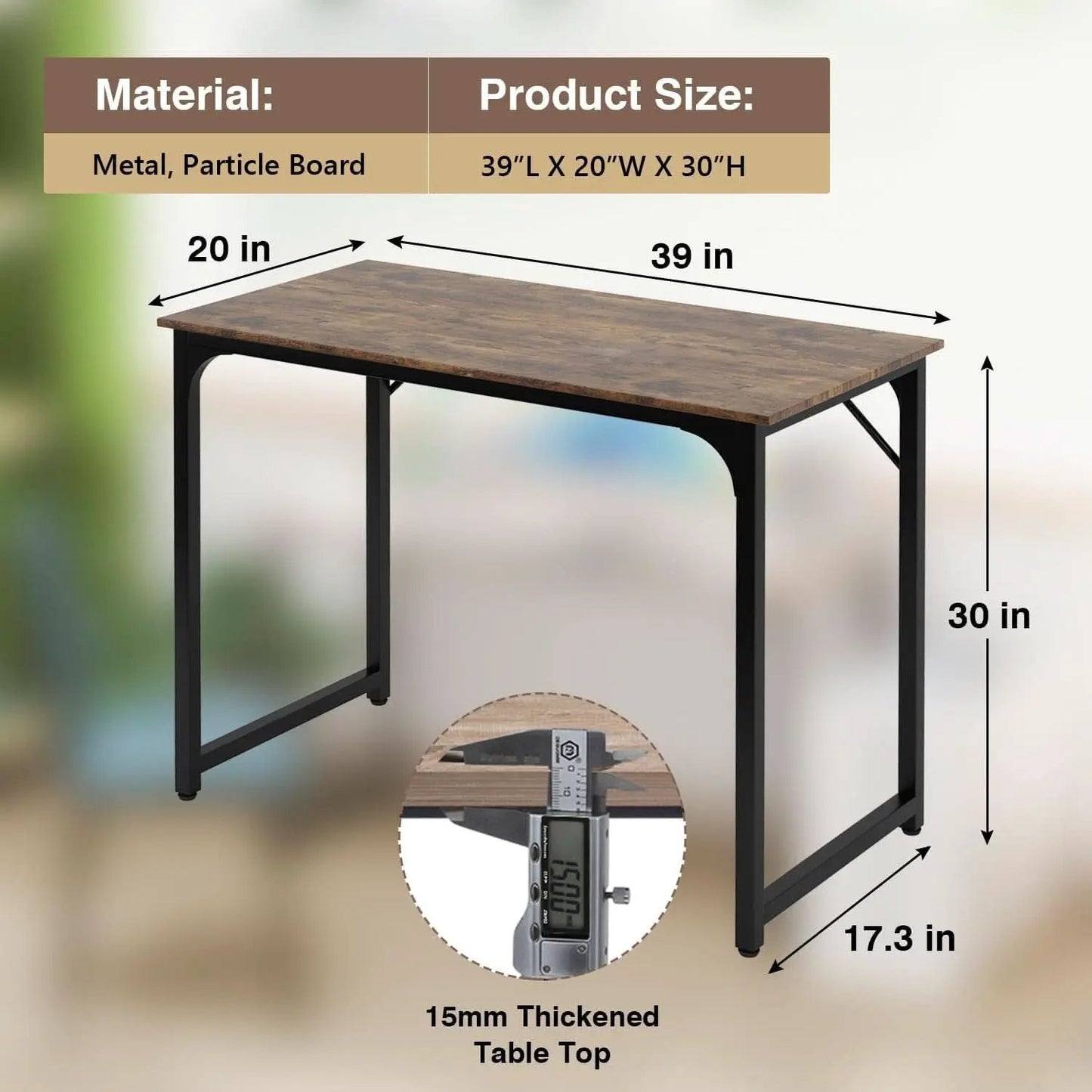 39 Inch Brown Computer Desk Modern Simple Style Home Office from PriceLows™