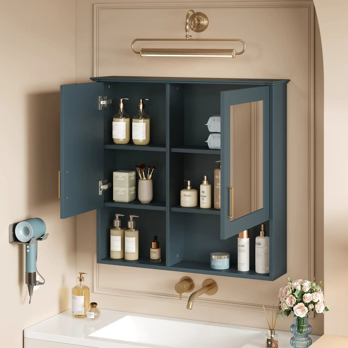 Wall Mounted Mirror Cabinet | Soft Close | Adjustable Shelves | HD Mirror