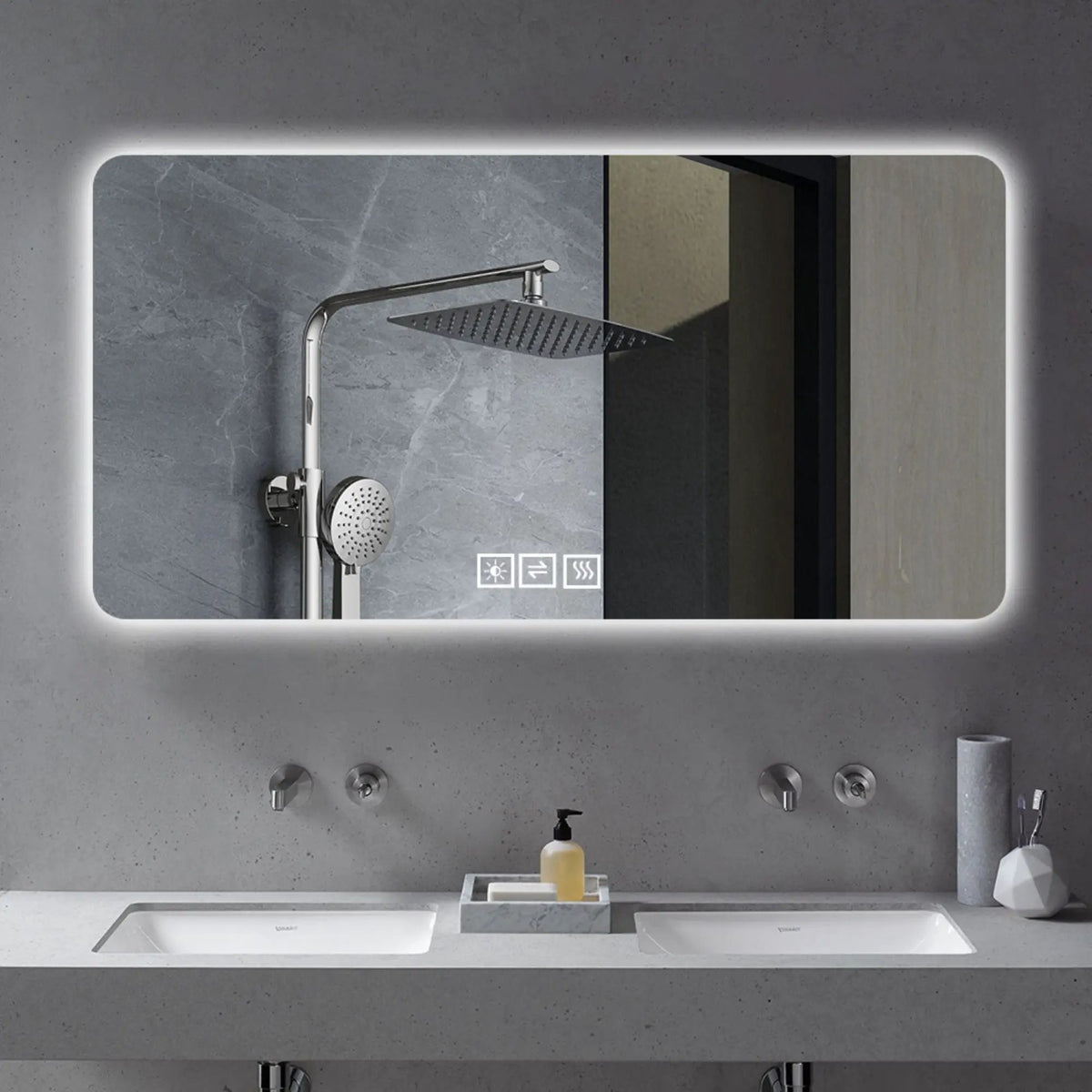 LED Bathroom Mirror | 59 Inch Width | 3 Color Dimmable Backlight | Corrosion Resistant
