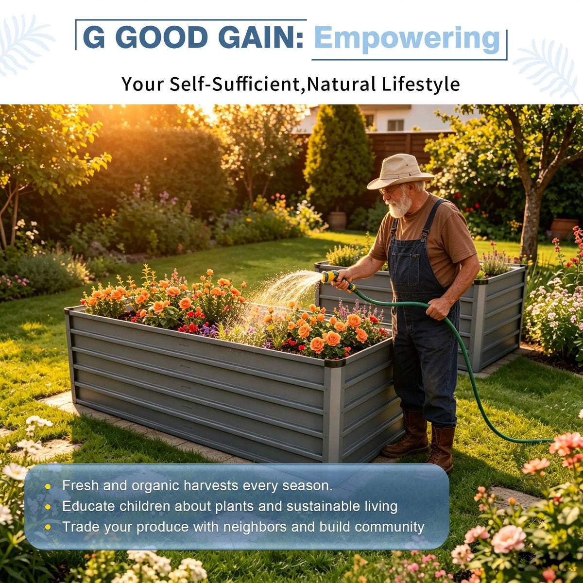 Raised Garden Bed | Coated Steel | Reinforced Frame | Large Outdoor