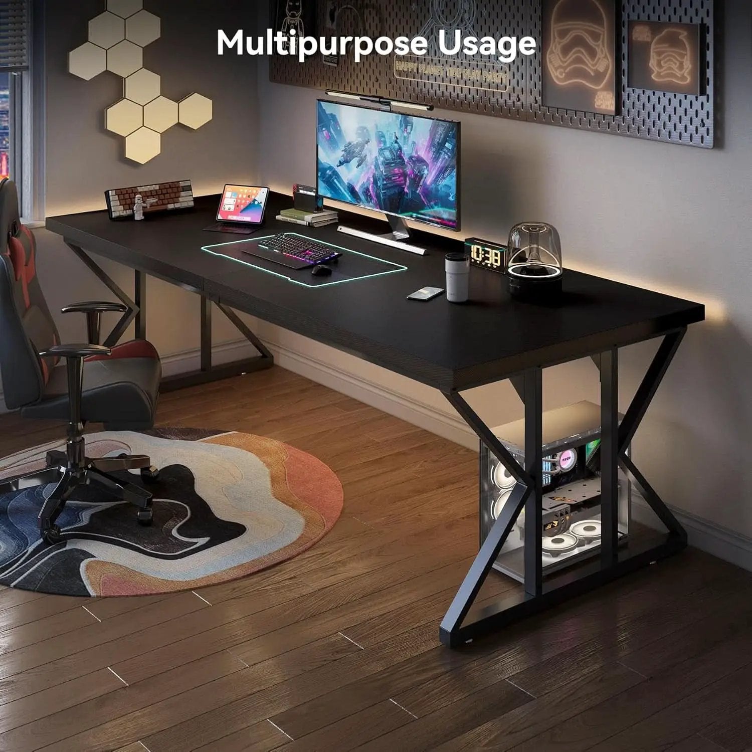78.7 Inch Large Black Executive Desk Office Workstation from PriceLows™