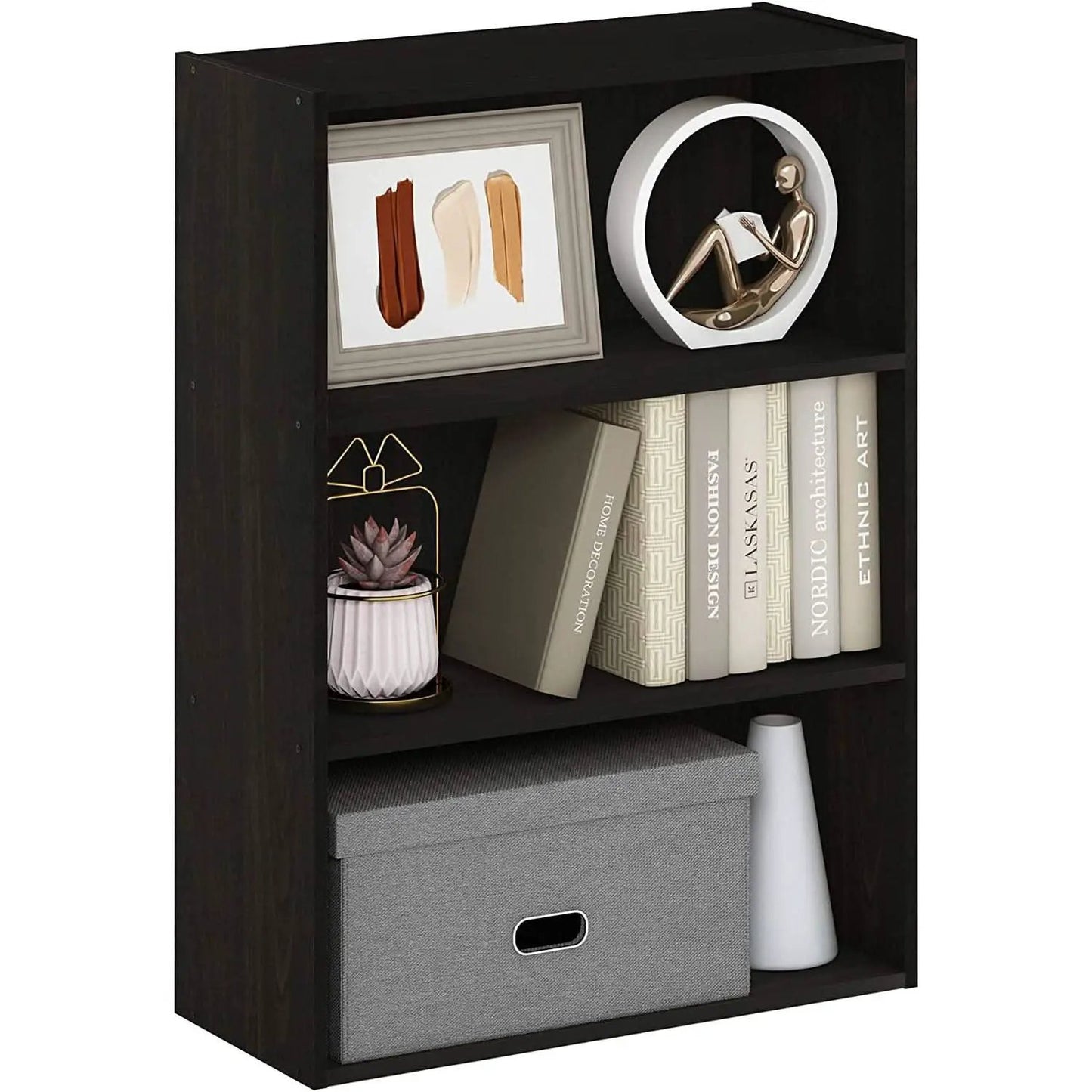 Pasir 3 Tier Open Shelf Bookcase In Espresso Finish from PriceLows™