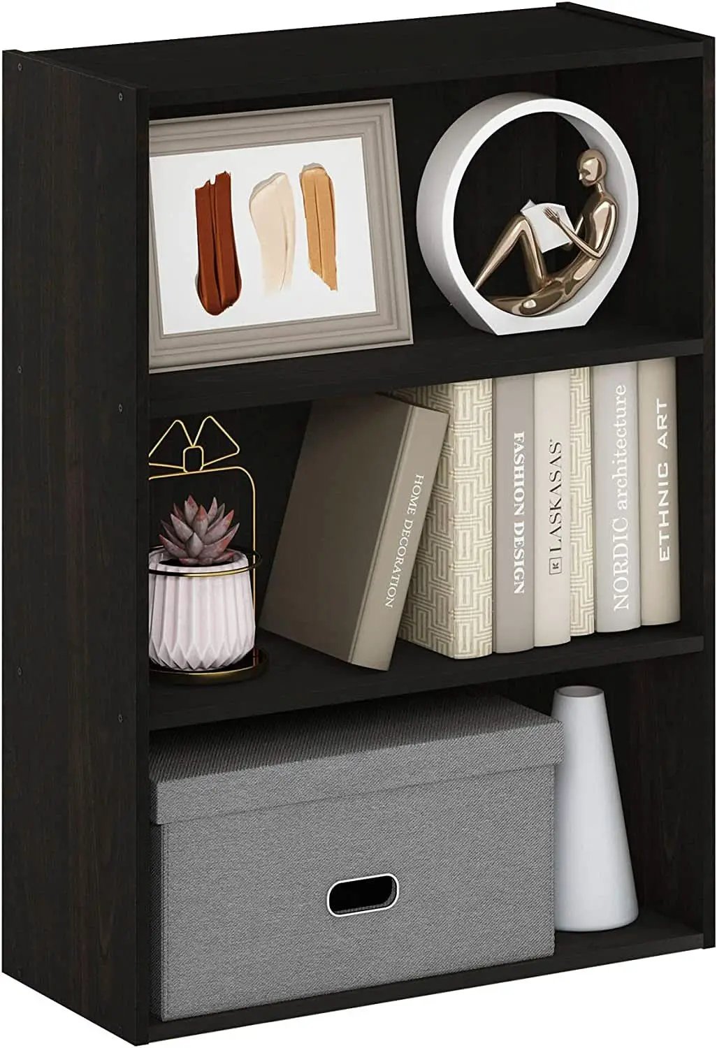 Pasir 3 Tier Open Shelf Bookcase Dark Espresso 31 Inch from PriceLows™