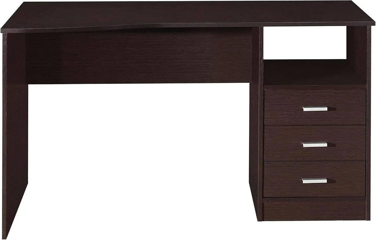 Wenge Computer Desk With 3 Drawers And Side Storage Shelf from PriceLows™