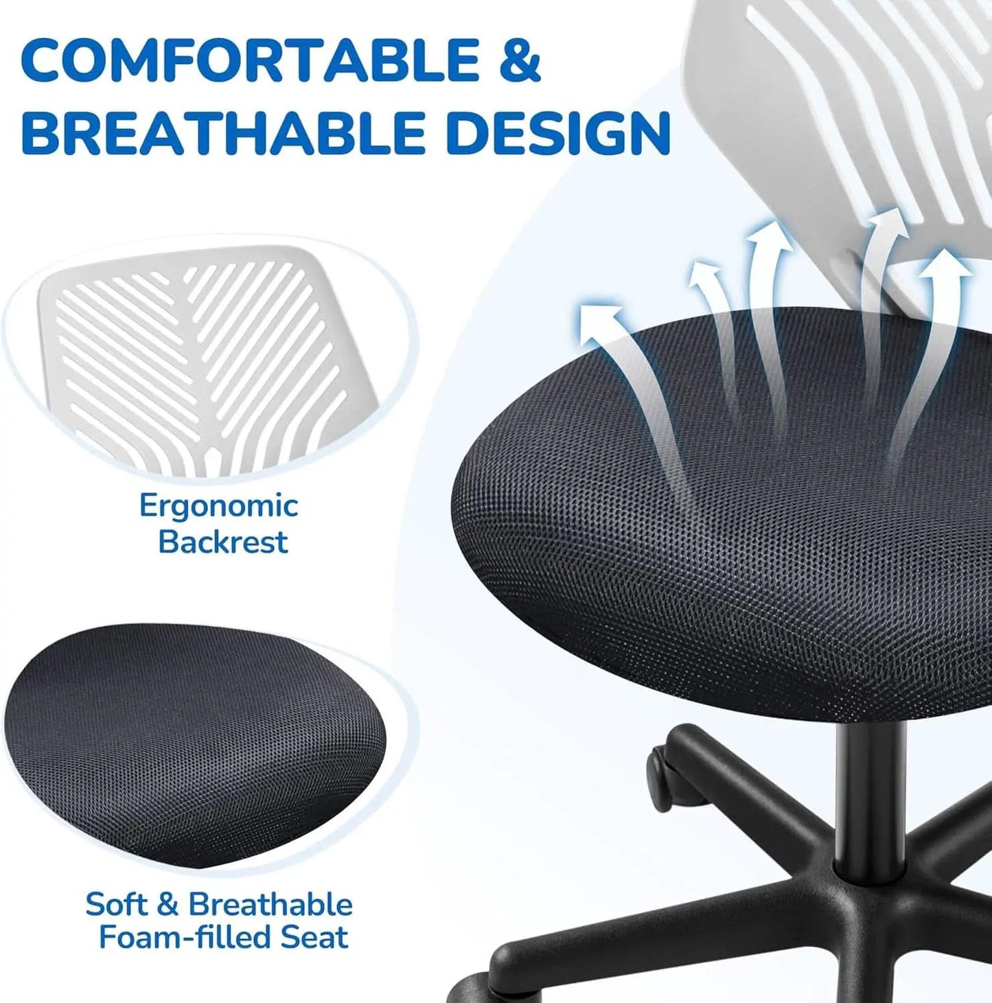 Dark Gray Ergonomic Adjustable Desk Chair Lumbar Support from PriceLows™