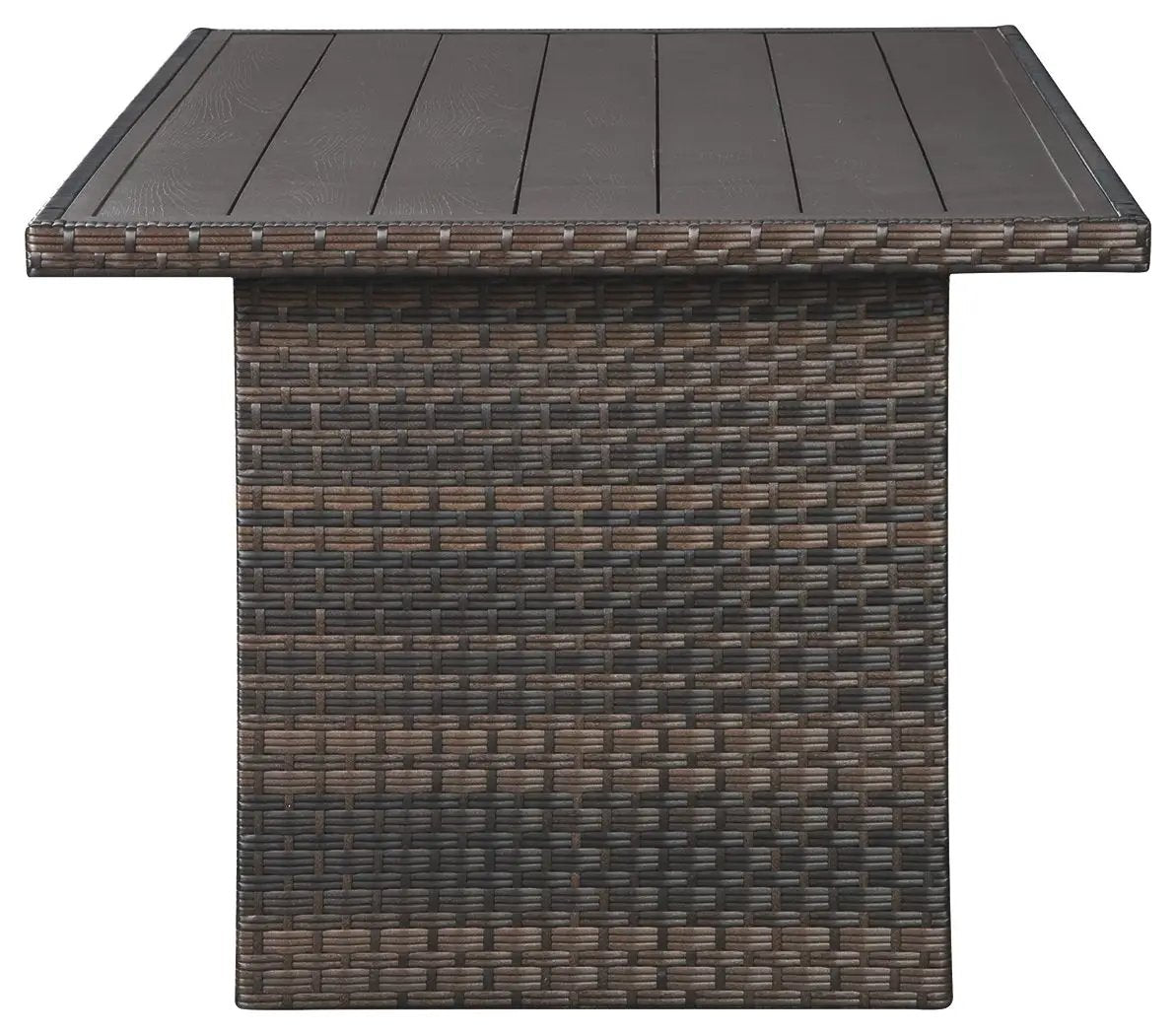 Easy Isle Multi-Use Table | Dark Brown And Beige | All-Weather Resin Wicker | Rust-Free Aluminum Frame