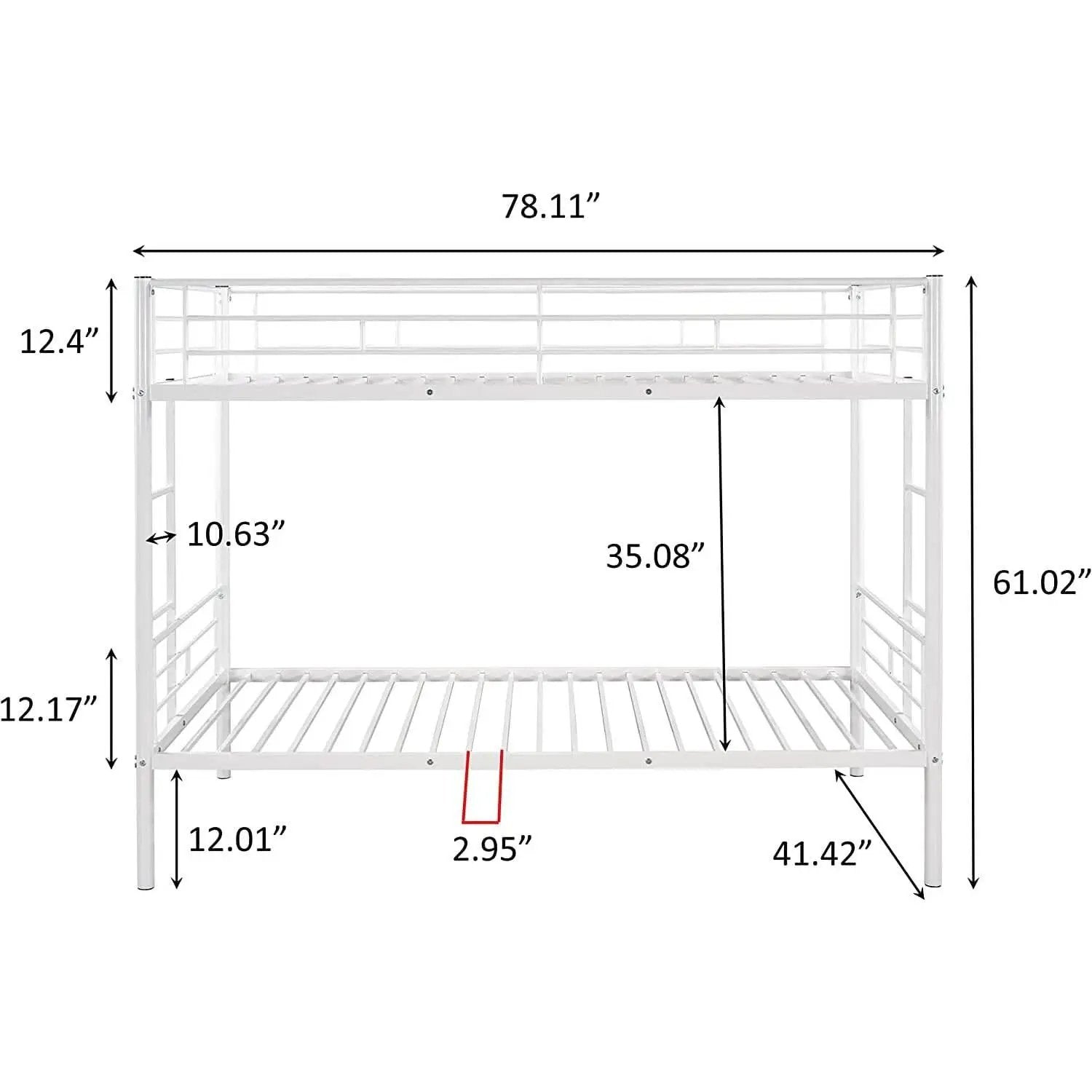 Twin Over Twin Metal Bunk Bed With 2 Ladders White from PriceLows™