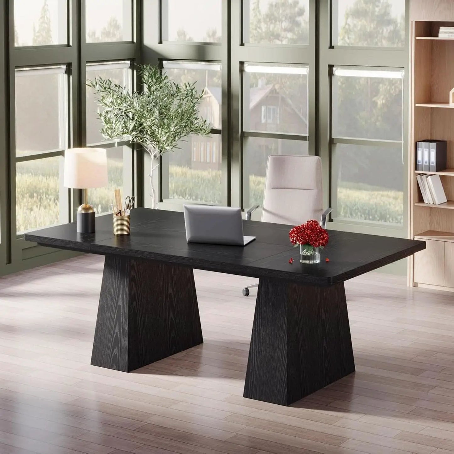 63-Inch Modern Executive Desk Featuring Dual Pedestal from PriceLows™