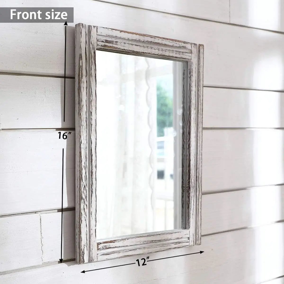Wall Mirror Wood Framed Rustic Rectangle Small Decorative from PriceLows™