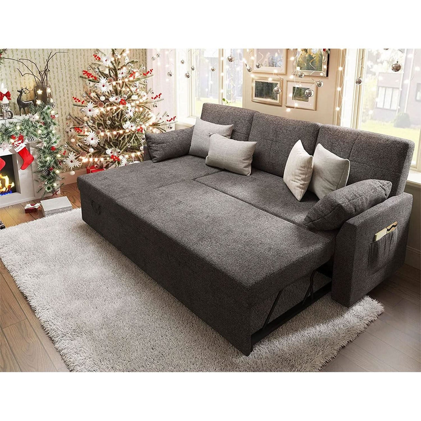 Gray Sectional Sleeper Sofa With Storage Chaise Bed from PriceLows™