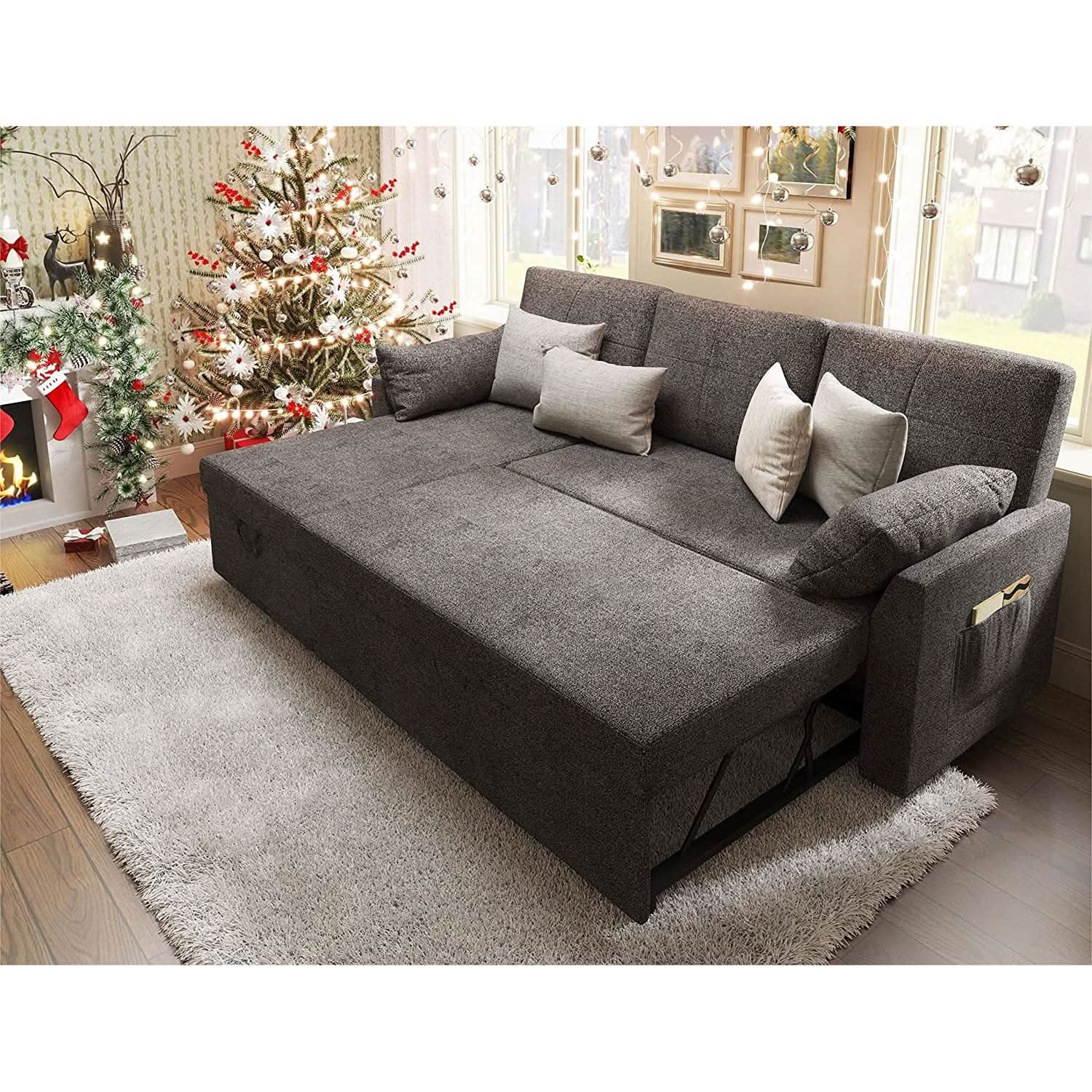 Gray Sectional Sleeper Sofa With Storage Chaise Bed from PriceLows™