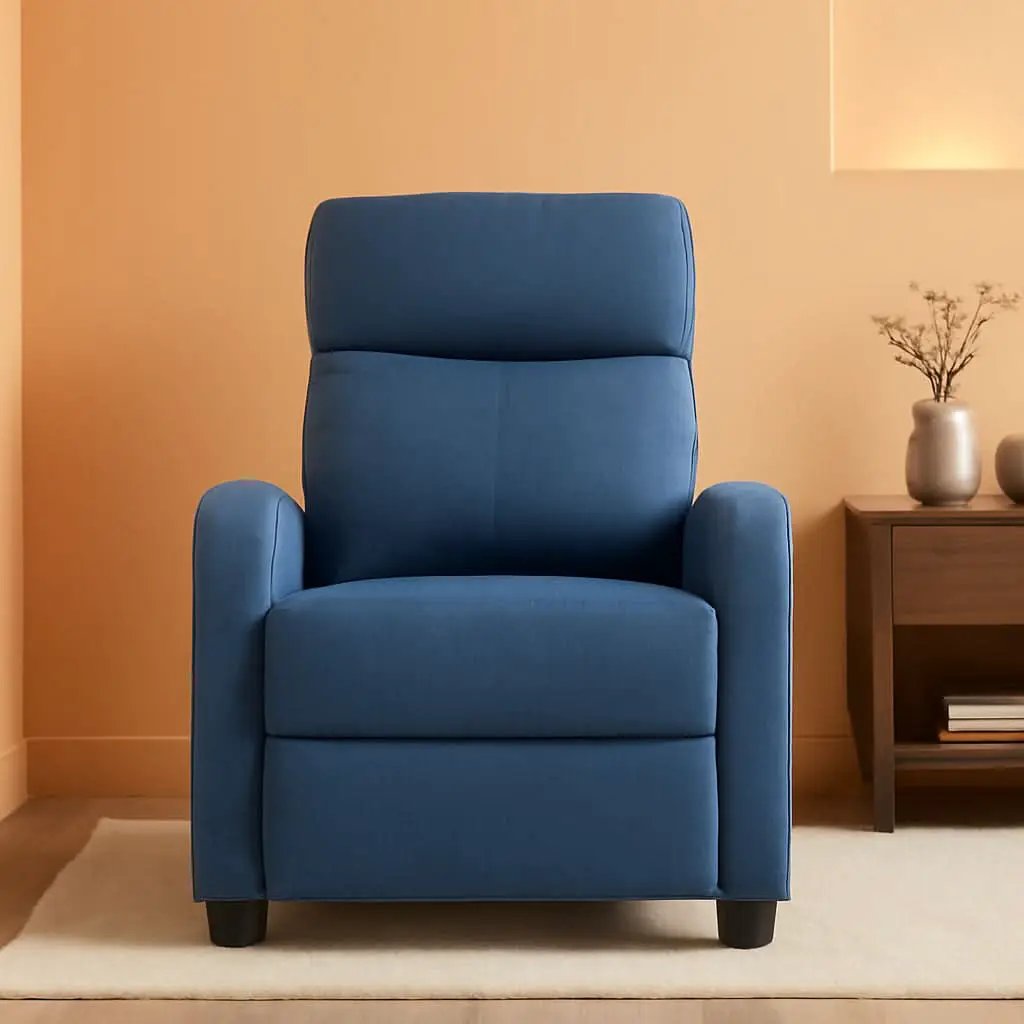 Blue Fabric Recliner Chair For Living Room Home Theater from PriceLows™