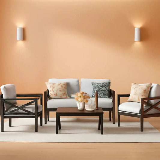 4 Piece Outdoor Metal Patio Set With 5.5 Inch Cushions And Coffee Table from PriceLows™