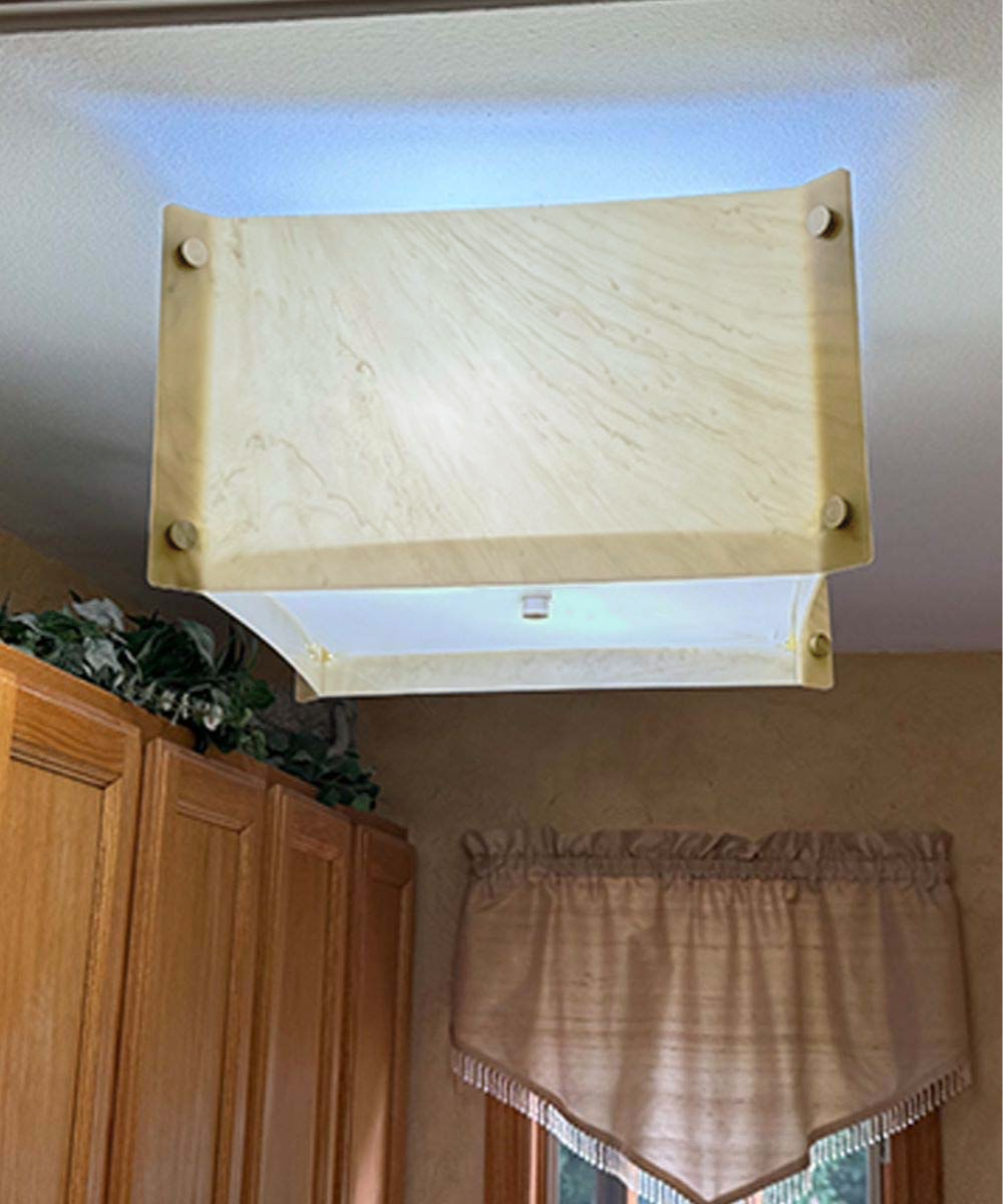 Flush Mount Conversion Kit | 16 Inch Width | Faux Marbled Alabaster Shade
