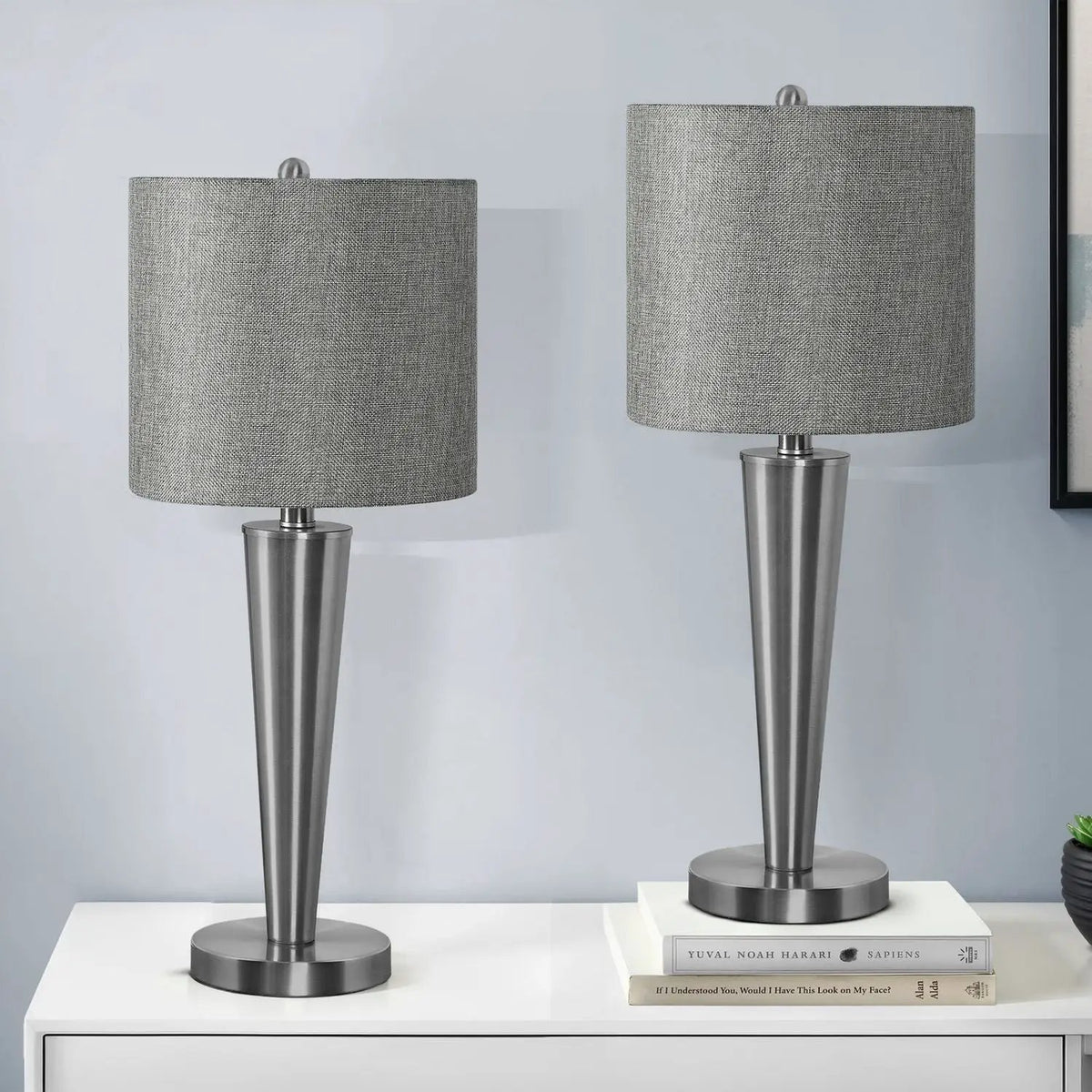 Table Lamp Set Of 2 | 24 Inch Height | USB Port | Rotary Switch