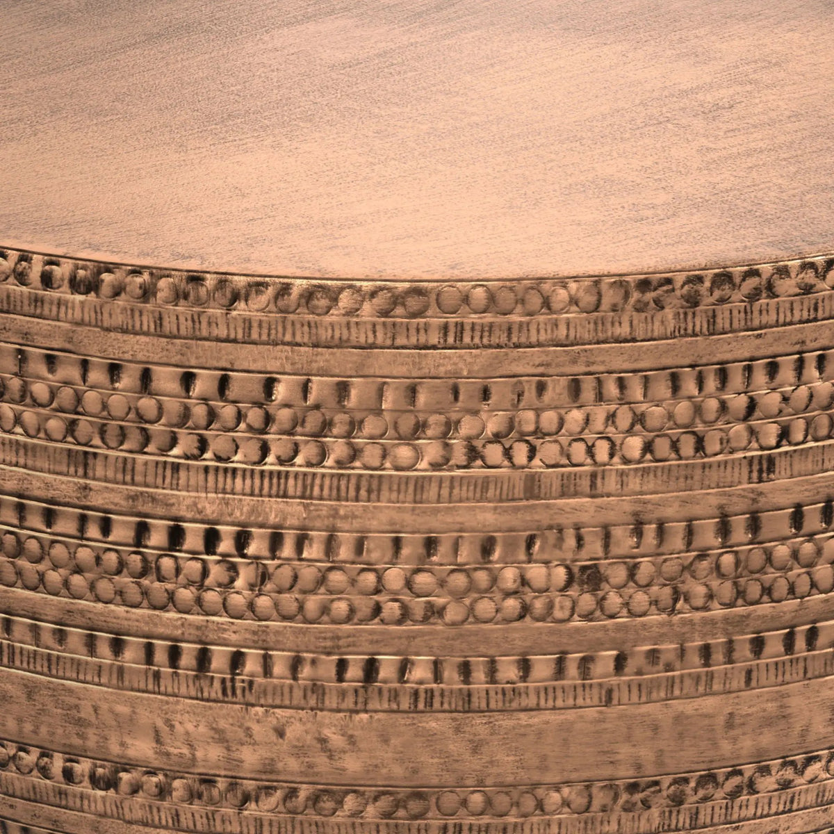 Johnsen Metal Coffee Table | Handcrafted | Large Round Shape | Distinctive Textured Detail