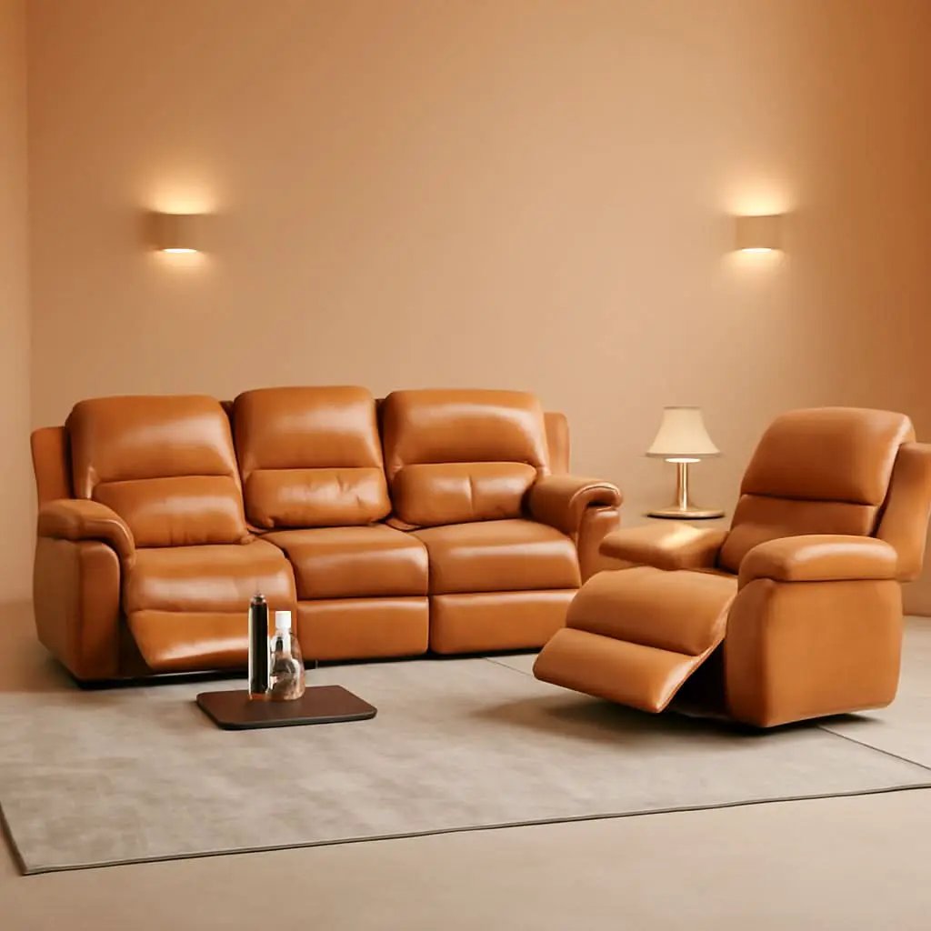 Ginger Faux Leather Reclining Sofa and Loveseat Set from PriceLows™