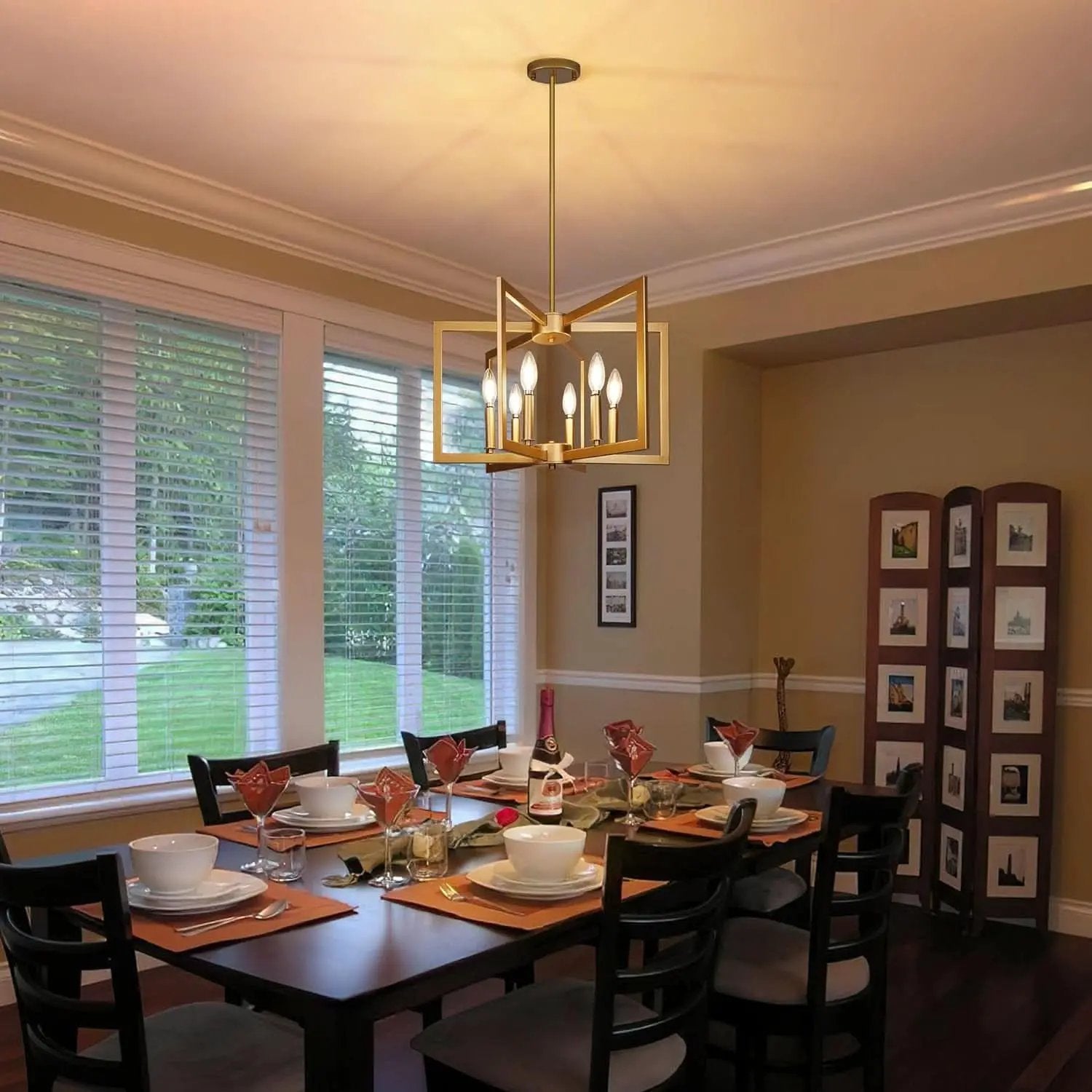 Six Light Gold Pendant Light Modern Farmhouse Chandelier from PriceLows™