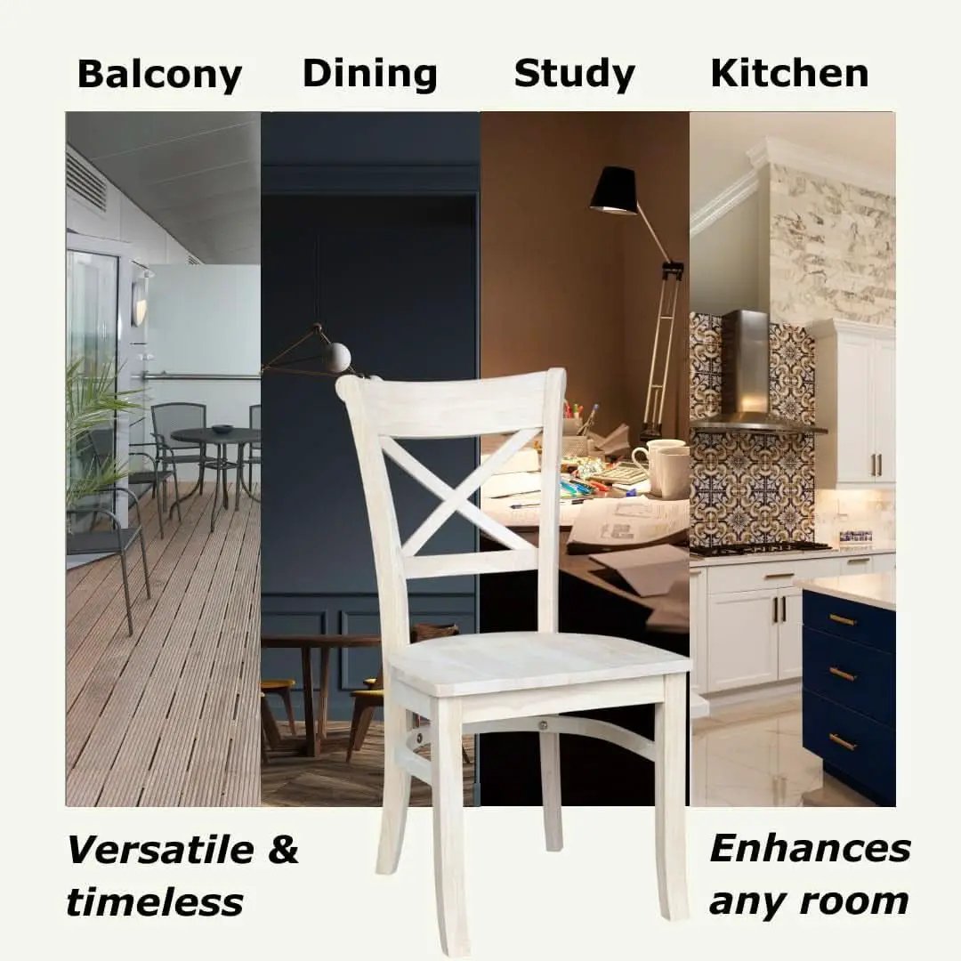 Set Of 2 35.8 In Parawood X Back Dining Chairs Unfinished from PriceLows™