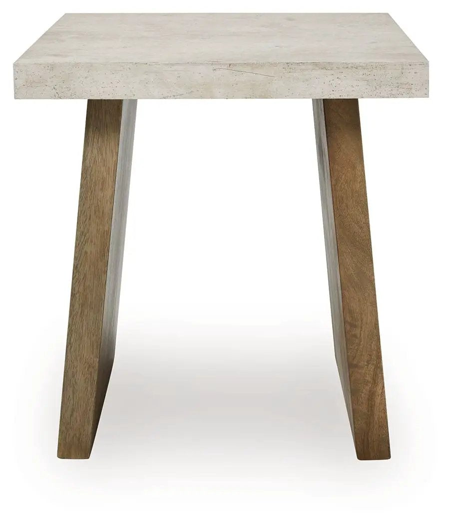 Brendalhouse Rectangular Cocktail Table | Faux Cement Tabletop | Double Plinth Base | Casual Contemporary